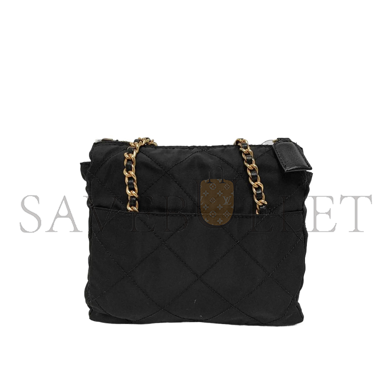 Pra*a black nylon chain crossbody bag 1bd647 (20.5*19.5*6cm)
